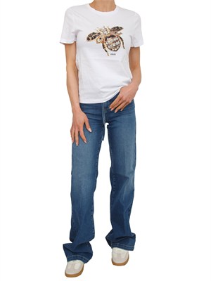 T-shirt Liu Jo donna in cotone bianco e strass gioiello in DONNA