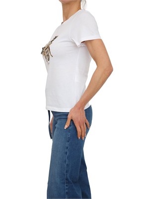 T-shirt Liu Jo donna in cotone bianco e strass gioiello in DONNA