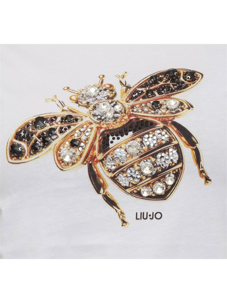 T-shirt Liu Jo donna in cotone bianco e strass gioiello