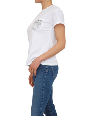 T-shirt Liu Jo donna in cotone bianco tasca gioiello in DONNA