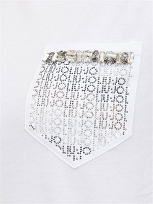 T-shirt Liu Jo donna in cotone bianco tasca gioiello in DONNA
