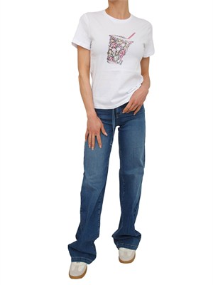 T-shirt Liu Jo donna in cotone bianco e strass gioiello in DONNA