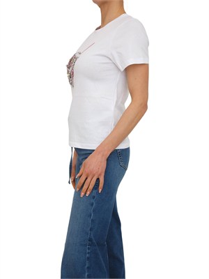 T-shirt Liu Jo donna in cotone bianco e strass gioiello in DONNA