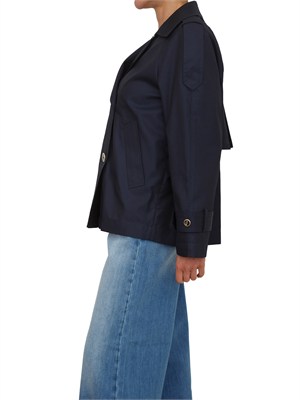 Caban doppiopetto Twinset in gabardina di cotone blu in DONNA
