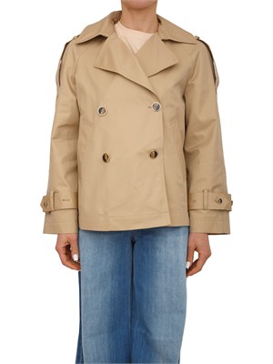 Caban doppiopetto Twinset in gabardina di cotone beige in DONNA