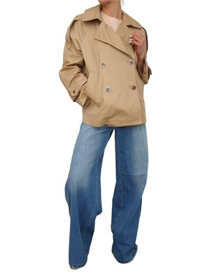 Caban doppiopetto Twinset in gabardina di cotone beige in DONNA