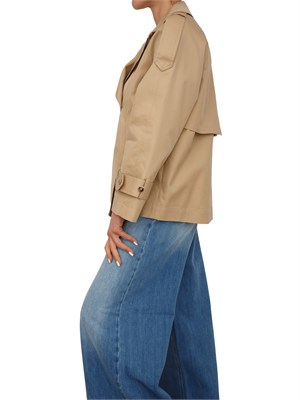 Caban doppiopetto Twinset in gabardina di cotone beige in DONNA