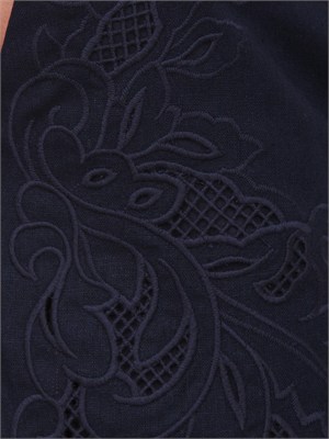 Shorts Twinset in lino e viscosa blu con ricamo in DONNA