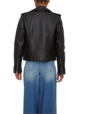 Giubbino in pelle nero Twinset modello chiodo in DONNA