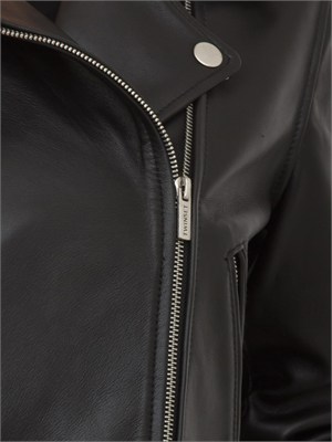 Giubbino in pelle nero Twinset modello chiodo in DONNA