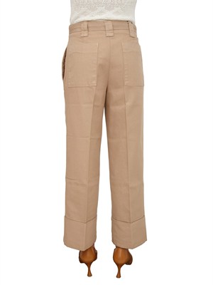 Pantaloni Twinset in cotone beige con cintura in DONNA