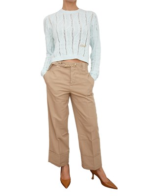 Maglia Twinset in misto cotone trecce traforate acquamarina in DONNA