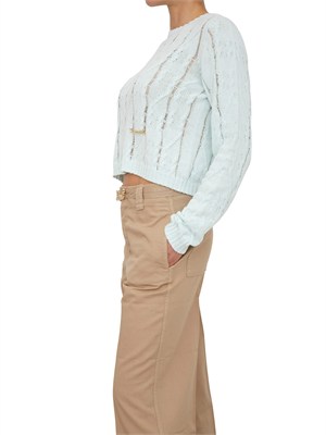 Maglia Twinset in misto cotone trecce traforate acquamarina in DONNA