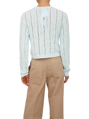 Maglia Twinset in misto cotone trecce traforate acquamarina in DONNA