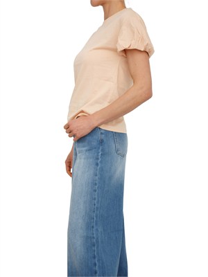 T-shirt Twinset in puro cotone rosa maniche palloncino in DONNA