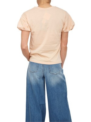 T-shirt Twinset in puro cotone rosa maniche palloncino in DONNA