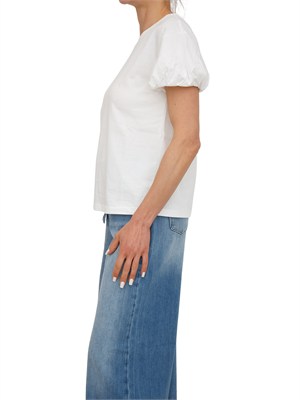 T-shirt Twinset in puro cotone bianco maniche palloncino in DONNA