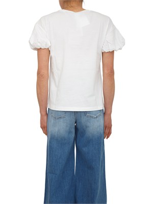 T-shirt Twinset in puro cotone bianco maniche palloncino in DONNA