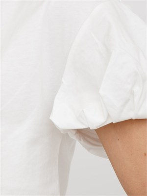 T-shirt Twinset in puro cotone bianco maniche palloncino in DONNA