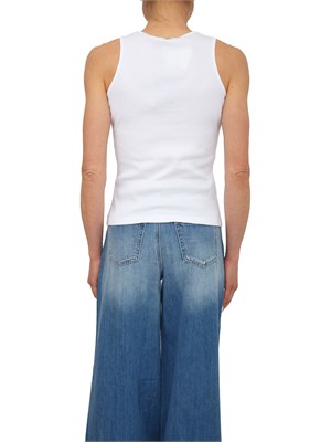 Canotta Twinset in cotone a costine bianco e intarsio mandala in DONNA