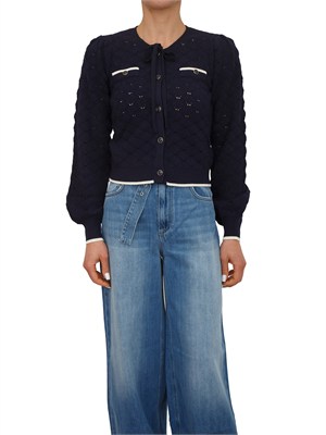 Cardigan coreana Twinset in maglia di viscosa blu in DONNA