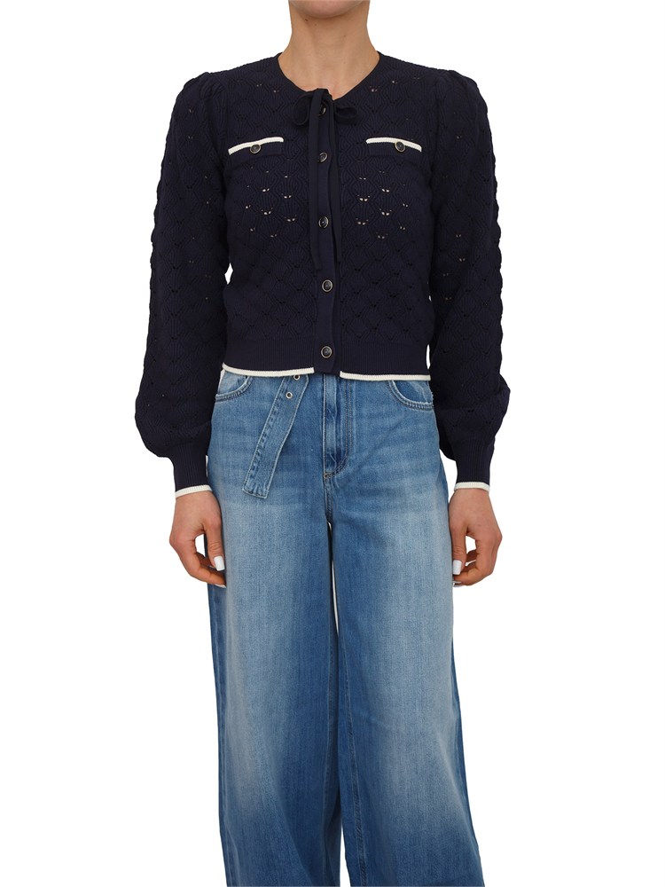 Cardigan coreana Twinset in maglia di viscosa blu