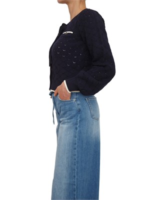 Cardigan coreana Twinset in maglia di viscosa blu in DONNA