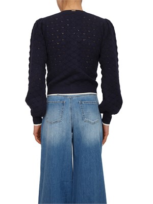 Cardigan coreana Twinset in maglia di viscosa blu in DONNA