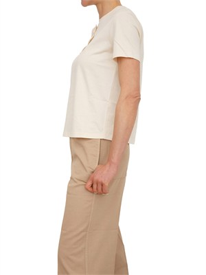 T-shirt Twinset in cotone avorio ricamo fiore in DONNA