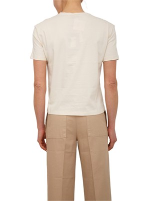 T-shirt Twinset in cotone avorio ricamo fiore in DONNA