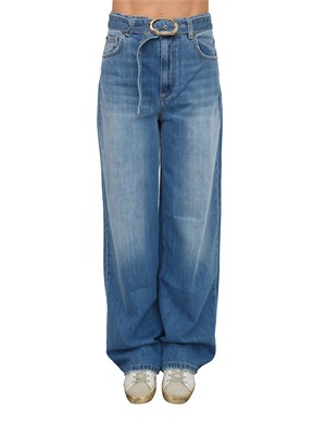 Jeans Twinset in denim di cotone blu medio con cintura in DONNA