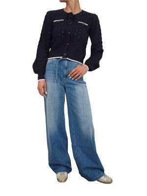 Jeans Twinset in denim di cotone blu medio con cintura in DONNA