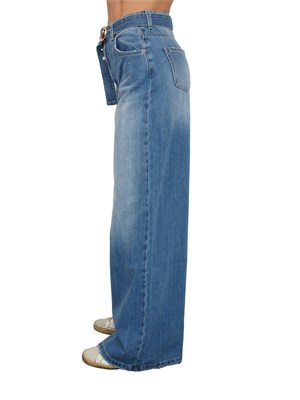 Jeans Twinset in denim di cotone blu medio con cintura in DONNA