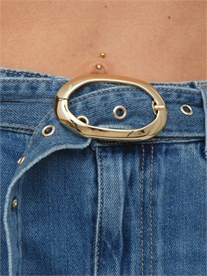 Jeans Twinset in denim di cotone blu medio con cintura in DONNA