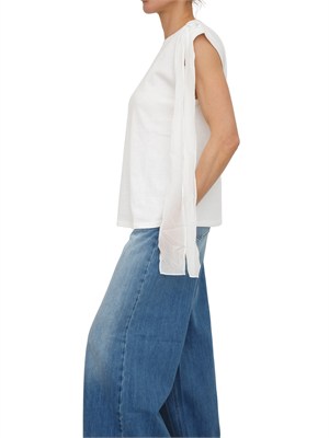 T-shirt Twinset in cotone bianca con fiocco spalla in DONNA