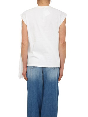 T-shirt Twinset in cotone bianca con fiocco spalla in DONNA