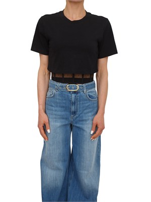 T-shirt Twinset in cotone nero con bustier in DONNA