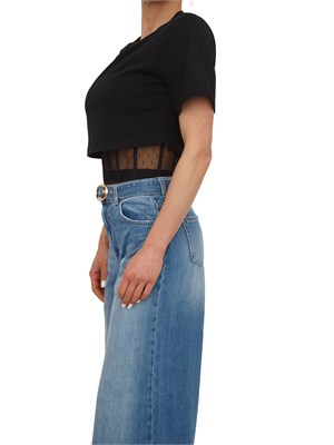 T-shirt Twinset in cotone nero con bustier in DONNA