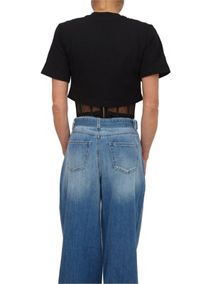 T-shirt Twinset in cotone nero con bustier in DONNA