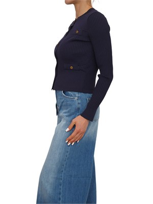 Cardigan Twinset in misto viscosa blu bottoni logati in DONNA