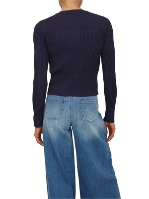 Cardigan Twinset in misto viscosa blu bottoni logati in DONNA