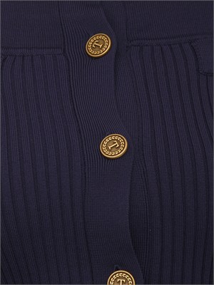 Cardigan Twinset in misto viscosa blu bottoni logati in DONNA