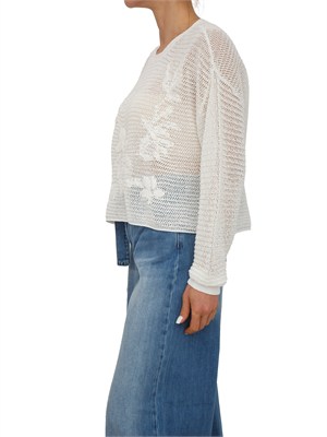 Maglia Twinset in misto cotone bianco panna a rete in DONNA