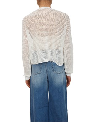 Maglia Twinset in misto cotone bianco panna a rete in DONNA