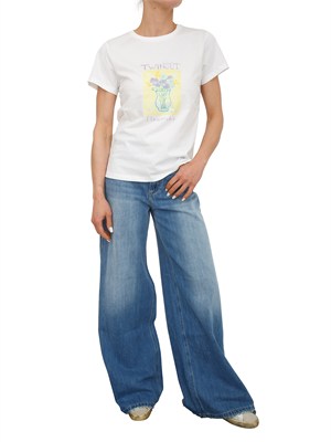 T-shirt Twinset in cotone bianco con stampa in DONNA