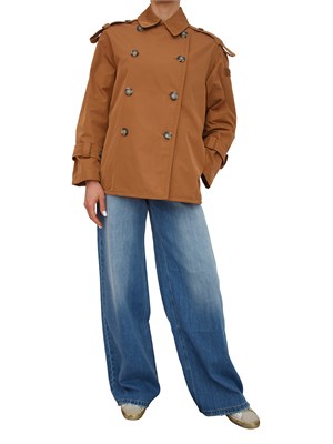 Trench corto Peuterey donna in taffetà marrone in DONNA