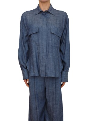 Camicia Peuterey in denim di lyocell e lino blu in DONNA
