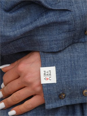 Camicia Peuterey in denim di lyocell e lino blu in DONNA