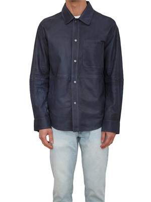 Camicia giacca Peuterey uomo in pelle blu in UOMO