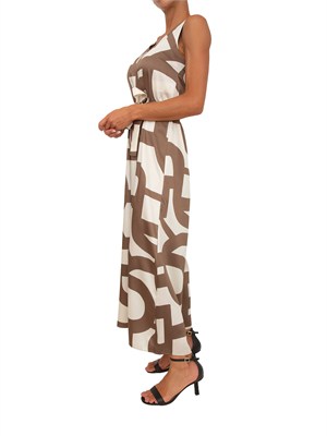 Tuta Emmombre Emme Marella in twill stampa marrone in DONNA